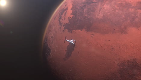 planet-Mars-with-Satellite-exploring-in-martian-orbit.